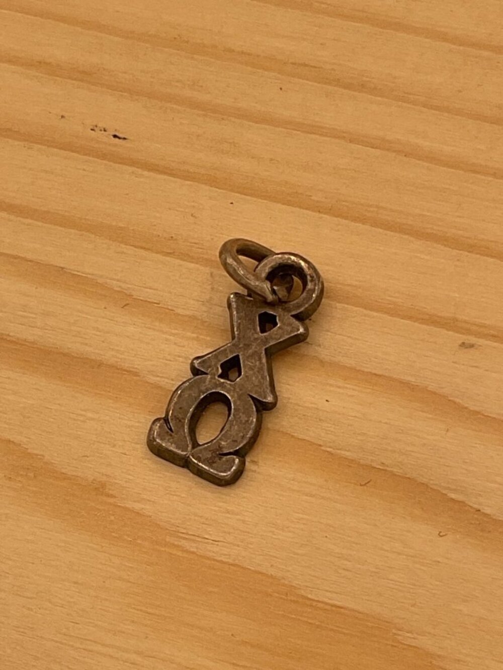Chi Omega XΩ Sorority Lavalier Pendant Silver Greek Letter Charm Vintage Y2K